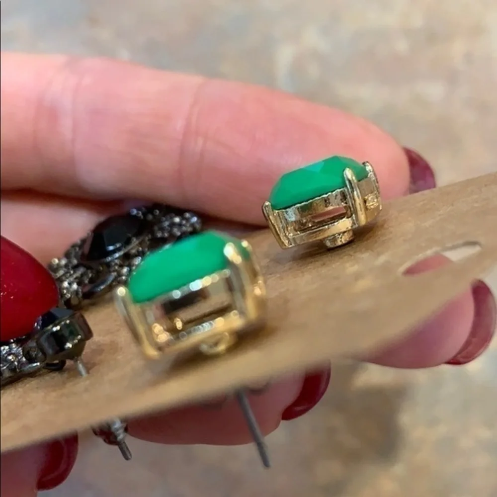 💐5/25 faceted stone stud crystal drop dangle